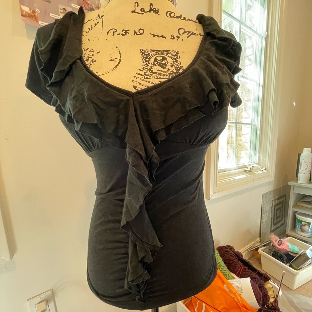 Black gothic ruffle top
